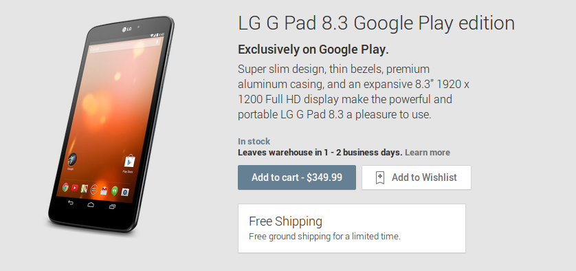 LG G Pad 8.3 Google Play edition