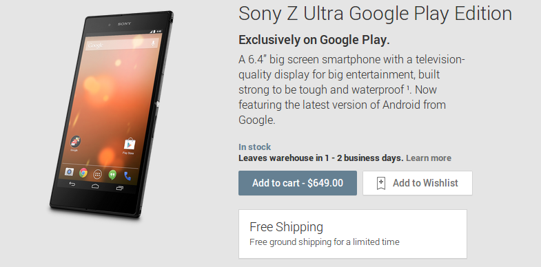 Sony Z Ultra Google Play Edition